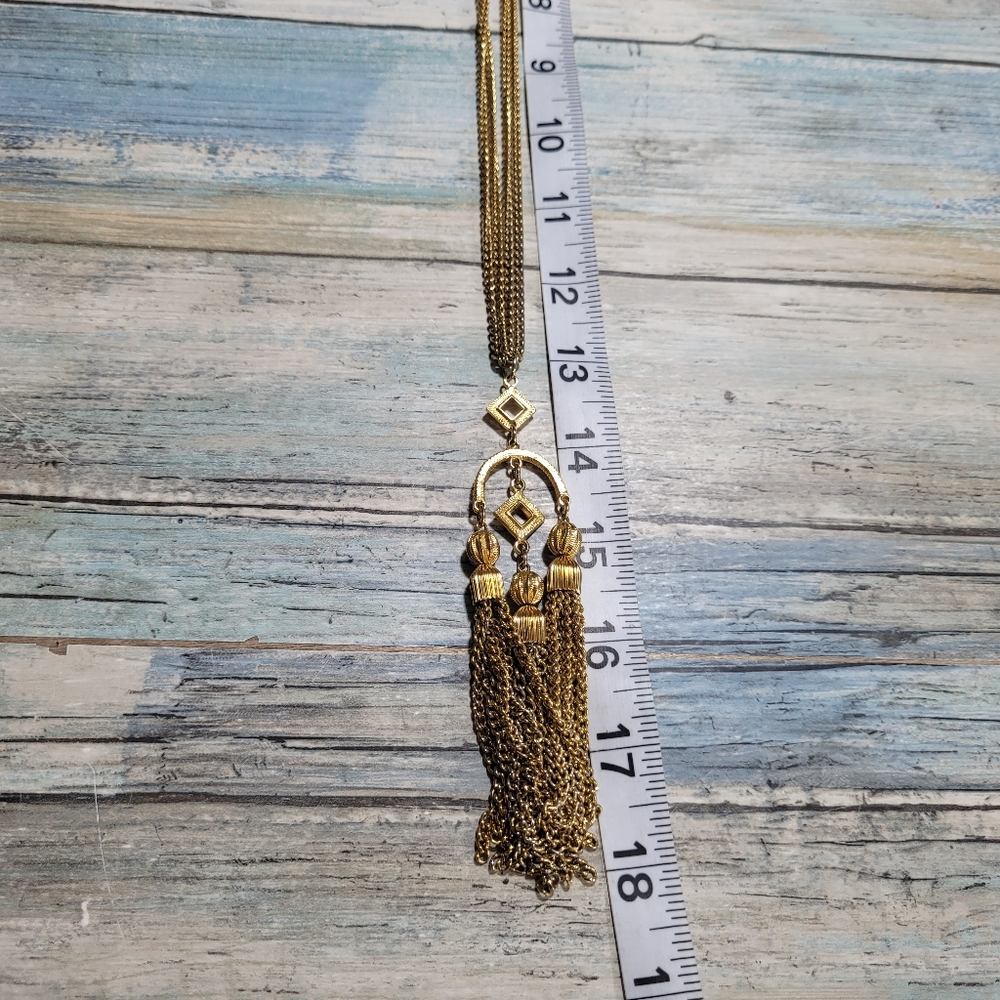 Vintage TRIFARI Multi chain dangle tassel Necklace. - Picture 9 of 11